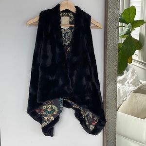 Anthropologie Faux Fur Black Vest